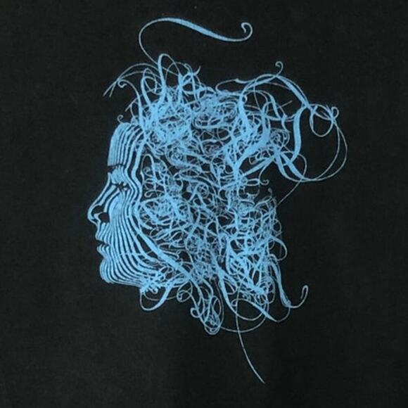 Vintage Blue Medusa Like Graphic Print Hanes Beefy-T Men's Size XL - Picture 3 of 5